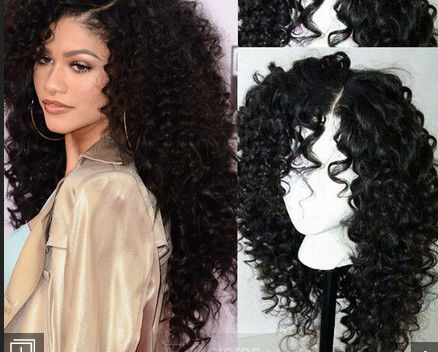 Pelucas de cordón llenas del cabello humano suizo rizado brasileño para las mujeres negras con el pelo del bebé