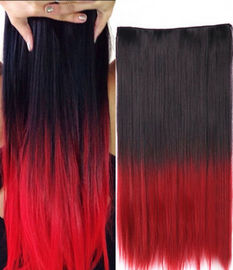 Rizado natural de la fibra de la extensión sintética roja da alta temperatura del pelo
