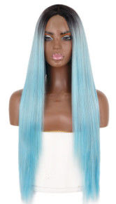 Color azul del cabello humano de las extensiones naturales rectas rubias de las pelucas