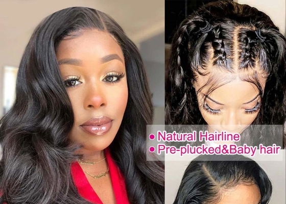 Pelucas llenas del cabello humano del cordón de Hd del frontal trenzado 360 del cordón para las mujeres negras